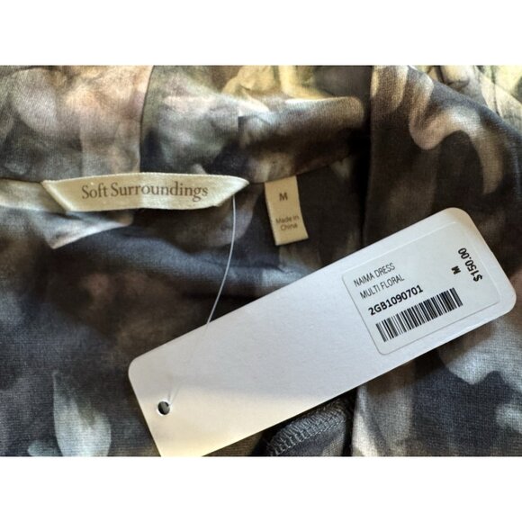 Soft Surroundings Naima Dress M Medium Long Sleeve Maxi Stretch Multi Floral NEW - Picture 16 of 16